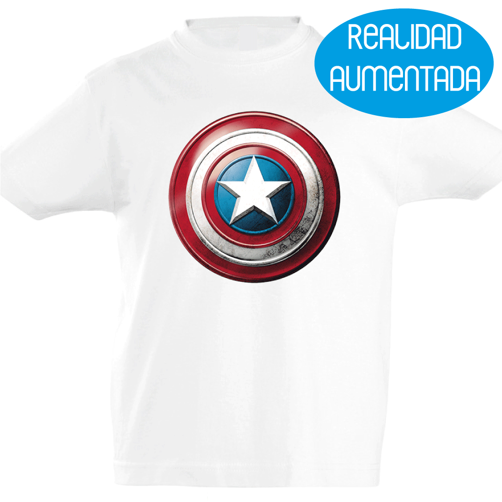 Camiseta manga corta niño - Escudo Capitán América Realidad Aumentada. –  Camisetas Albahaca
