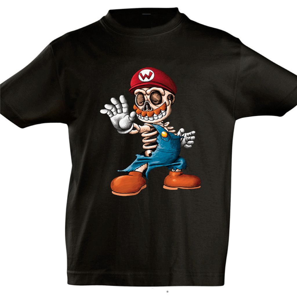 Camiseta manga corta niño - Super Mario esqueleto. – Camisetas